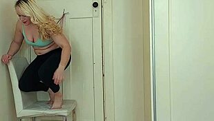 Blonde Milf Gets Intense Hanging Wedgie Off Door In Panties