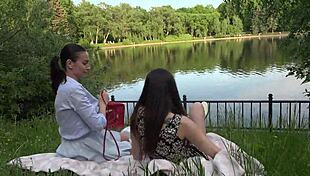 Skinny girl gets TEMPTED into FFM SEX!