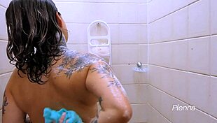 latina babe touches tight pussy in shower 😍