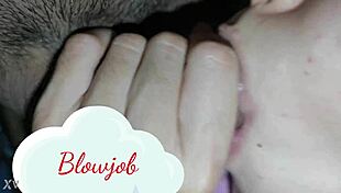 brunette gives blowjob to black cock