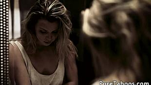 Fresh from the Shower, Young Blonde Babe with Piercing Gives Blowjob Before Pussyfucking Guy in Missionary and Riding Positions