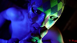 Masked Woman Bites Penis During Blowjob