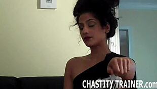 femdom locks slave in chastity for humiliation