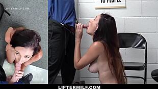 I caught this milf shoplifter begging the mall officer for mercy.