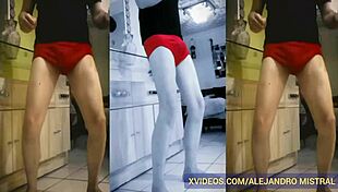 Alejandro Mistral Shows Off His Big Cock In Red Underwear