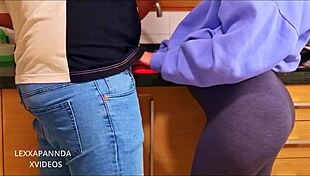 Pregnant Woman Cooking In Stepfather's Kitchen