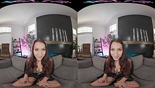 Get closer to brunette's big tits in vr allure