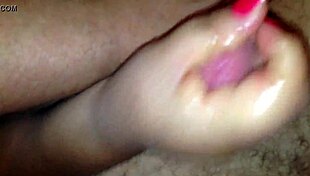 Wife with red nails teases husband without climax.