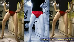 Alejandro Mistral Shows Off His Big Cock In Red Underwear