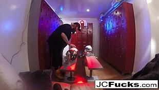 Are these football fanatic lesbians fucking in the locker room?