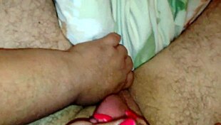 Wife with red nails teases husband without climax.