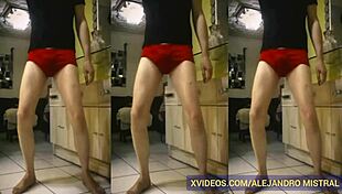 Alejandro Mistral Shows Off His Big Cock In Red Underwear
