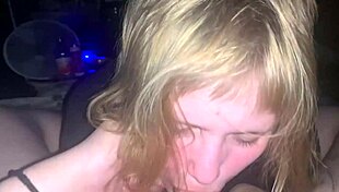 I enjoy giving blowjob to blonde babe at home