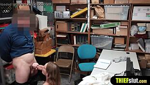 Petite teen 18+ caught and punish fucked in the back office