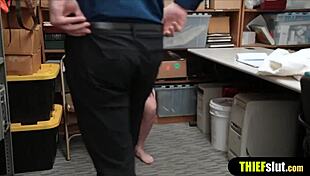 Petite teen 18+ caught and punish fucked in the back office