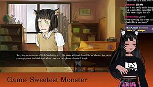 vtuber lewdneko embarks on a halloween adventure in the sweetest monster game part 2