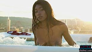 Ebony Beauty Mimi Desuka Strips Naked In A Pool For Playboy Shoot.