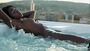 Ebony Beauty Mimi Desuka Strips Naked In A Pool For Playboy Shoot.