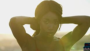 Ebony Beauty Mimi Desuka Strips Naked In A Pool For Playboy Shoot.