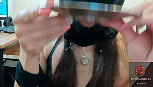 Feeding my submissive latina with a huge load of semen close up