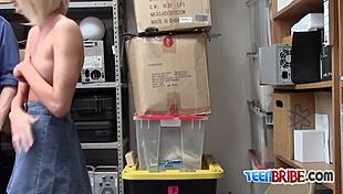 Blonde shoplifter says, 'Watch me on the desk'