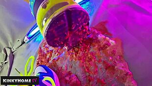 She crushes food with dirty sneakers in this European fetish video