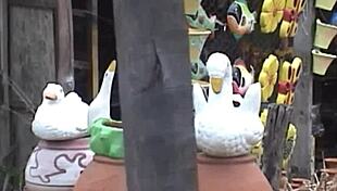 Parei o carro na rodovia e dei a buceta sem camisinha numa barraquinha, getting fucked outdoors with cumshot