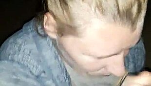 Good girl jacki giving outdoor blowjob with cum swallow