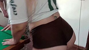 Bar Waiter Gets Footjob On Pool Table