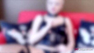 Cute Blonde Tricia Strips in Latex, Clothes Ripped, Gets Spanked Hard