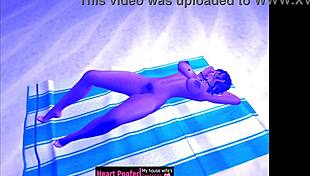 In moonlit cartoon scene, character indulges in passionate self-pleasuring