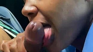 brunette slut sucks it all and swallows every drop with passion