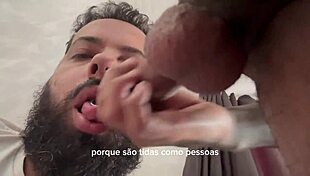 Bearded man sucks 41 cocks in full blowjob video