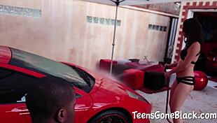 Car Wash Girl Helps Out Customer