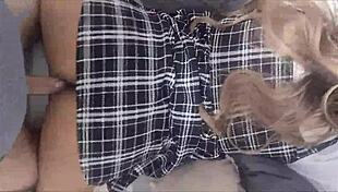 Mexican Schoolgirl Leaving School In Uniform