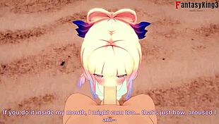 Kokomi in bikini missionary pov on genshin impact beach