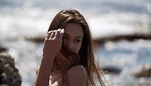 Demi Fray Strips Boldly On The Beach