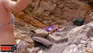 Young spanish girl deepthroats hard and gets anal fucked at the beach!