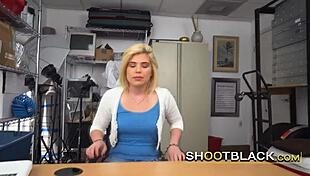 hot blonde babe has pussy expanded by horny director's big black cock