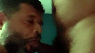 the guy kneels down, starts sucking cock eagerly, waiting for that hot cum