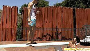 tattooed dirty gay fucks hairy stud's ass bareback, sucking and blowing first