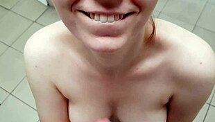 jerking him off while at work pov for orgasm on tits