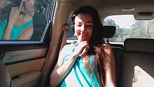 Uber Taxi Risky Masturbation on Selfie Stick