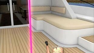 Scandinavian Babe Dances at Yacht Party with Ripped Clothes and Cameltoe