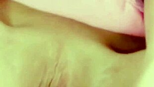 Extreme close up on petite shaved pussy play