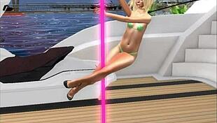 Scandinavian Babe Dances at Yacht Party with Ripped Clothes and Cameltoe