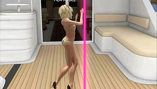 Scandinavian Babe Dances at Yacht Party with Ripped Clothes and Cameltoe