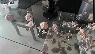 blonde latina shows her big ass and pussy