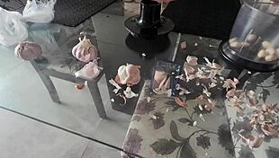 blonde latina shows her big ass and pussy