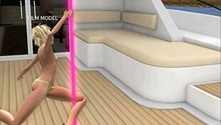 Scandinavian Babe Dances at Yacht Party with Ripped Clothes and Cameltoe